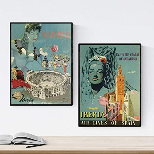 Nacnic Poster Jahrgang. Poster, die Welt der Werbung. Vintage Spain Zwei Blätter. A4-Format