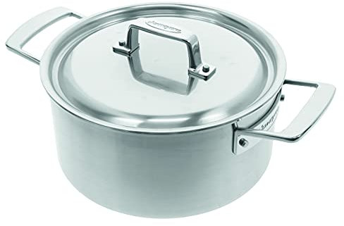 Demeyere Casserole induction Essential 5 – Casserole inox avec couvercle pour tous types de cuisinières dont induction – Casserole en inox à 5 couches - 30 ans de garantie - Ø 22 cm