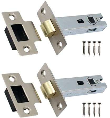 Tubular Latches Mortice Door Latch | Satin Nickel | 3 Inch / 78mm | Pack of 2
