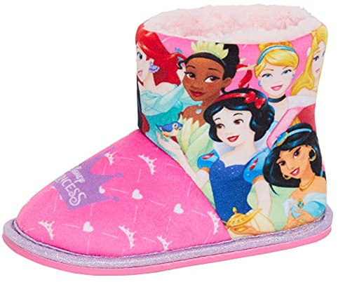 Disney Bottes Pantoufles Princesse Fille Enfant Doublées en Fausse Fourrure À Paillettes en Polaire