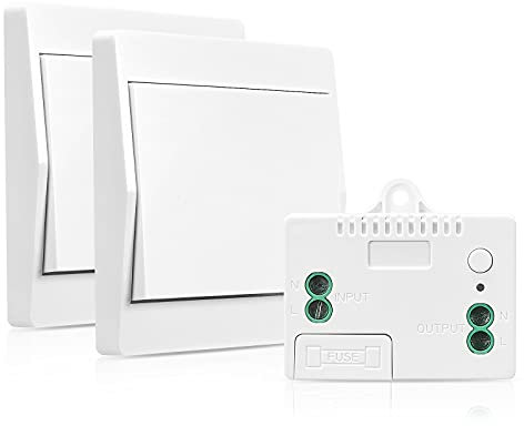 GreenSun Funkschalter Licht Set Funk Lichtschalter - Wandschalter Funkschalter 230v Funk Lichtschalter Lichtschalter Funk Funk-lichtschalter Funk Schalter 230v Funk Schalter Funkschalter Set (FS1+2)