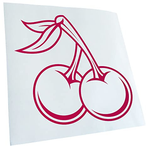 Kiwistar - Autoaufkleber - Pink - 11x10cm Kirschen Obst Comic - Heckscheibe Auto Aufkleber wetterfest für Kfz LKW Mofa Truck - Sticker außen selbstklebend Tuning Zubehör für Fenster Fahrzeug Scheibe