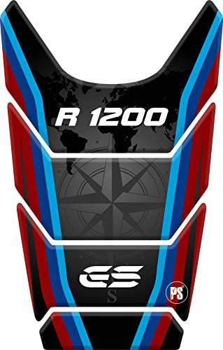 Paraserbatoio.it PARASERBATOIO RESINATO ADESIVO EFFETTO 3D, PER MOTO COMPATIBILE CON BMW R1200 GS 2008-2012, R 1200 (Black-Red-Blue)