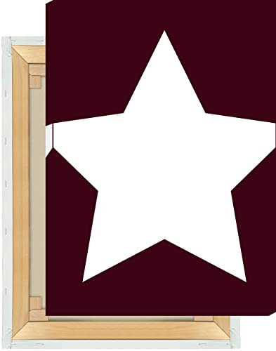 Hochwertiger Leinwand Druck Stern groß | Leinwand Keilrahmen | 50x70cm, dunkelrot/weiß, 320g Canvas matt, Premiumfarben | Wandbild Wall Art Bilderwand | Minimalistisch, Stilvoll, Modern, Weihnachtlich