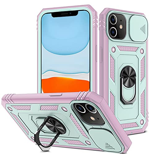 DAWEIXEAU für iPhone 11 Hülle,Kameraschutz Handyhülle Drop Resistance Handys Schutzhülle für iPhone 11 (6,1 Zoll) (Rosa Grün)
