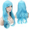 YEESHEDO Hellblau Cosplay Perücke für Frauen Langes Gewelltes Haar Synthetische Perücken mit Pony für Halloween Party Kostüm Anime 28 Zoll 70 cm