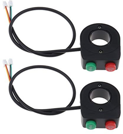 Be In Your Mind 2 Stück Horn Scheinwerfer Knopfschalter 2 In 1 Motorrad Lenkergriff Steuerschalter Integrierter Schalter für 7/8 Zoll Motorrad Elektrofahrrad DC 12V Schwarz