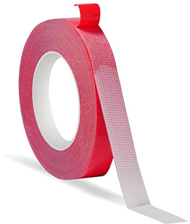 KINBOM 1 Rolle Doppelseitiges Klebeband Strapazierfähig, 15mm x 20 m Klebeband Extra Stark Transparent Doppelseitiges Klebeband Ablösbar Adhesive Tape Double Sided für Wände, Einfache Verwendung, Rot