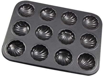 Madeleine Tray Shell Shaped Baking Mold 12 Cavity Non-Stick Madeleine Pan Cake Mould Tray for Chocolate Cookie Dessert Candy Soap Ice Cube