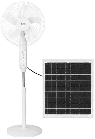 FABRILAMP Ventilador DC De Pie Solar Clima Blanco 30w 3vel 5asp Puerto Usb Y Luz C/remoto 43d Cable 4,20m