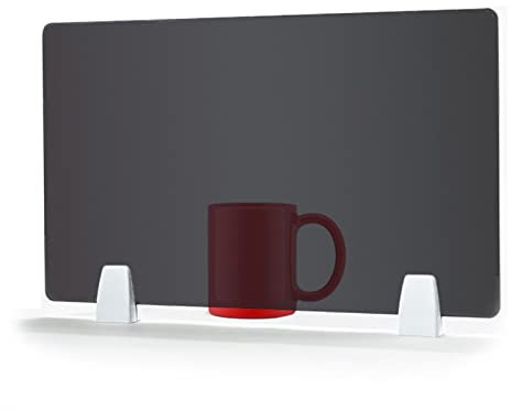 Icegrey Acryl Schutzschild, Büro Trennwand Datenschutz Panel Schreibtischteiler mit 2 Klemmen Bildschirm Büro Schule Zubehör für Studenten, Schwarz transparent, 30x80cm