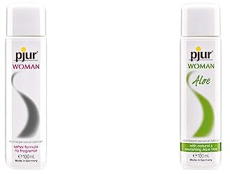 pjur WOMAN - Gleitgel für Frauen auf Silikonbasis & WOMAN Aloe - Gleitgel mit Aloe Vera auf Wasserbasis - für die sensible Haut der Frau - mehr Spaß und Pflege beim Sex