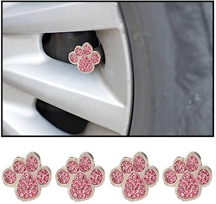 CGEAMDY 4 StückVentilkappen Auto, Bling Ventilkappen, Strass Fahrzeug Autoreifen Kappen Abdeckungen Chrom, Staubschutzkappen Für Pkw-Reifen, SUV, Motorrad(Rosa)