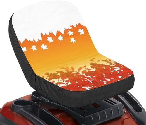 Tomeusey Housse de siège de tondeuse à gazon rouge en forme de feuille d'érable - Accessoire de tracteur - Décoration d'automne - Housse de protection réglable pour tondeuse à gazon et tracteurs