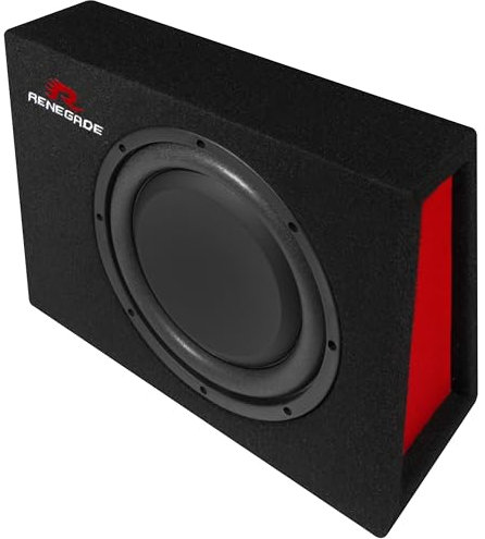 Renegade Subwoofer RXS1000-25 cm (10) - Sistema único compacto con 400 W máx. | Caja de graves HiFi para coche con poca profundidad de carcasa