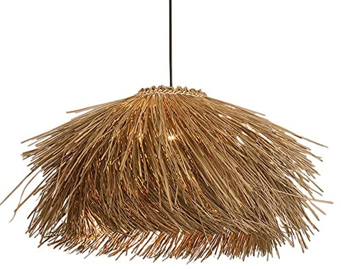 CSSYKV Lustre De Tissage De Paille De Restaurant Lanterne D’Abat-Jour en Osier De Plafonnier Lampe À Suspension Rustique Rétro en Bambou Lampe De Salon Bohème Suspendue Lampes De Style Asiatique