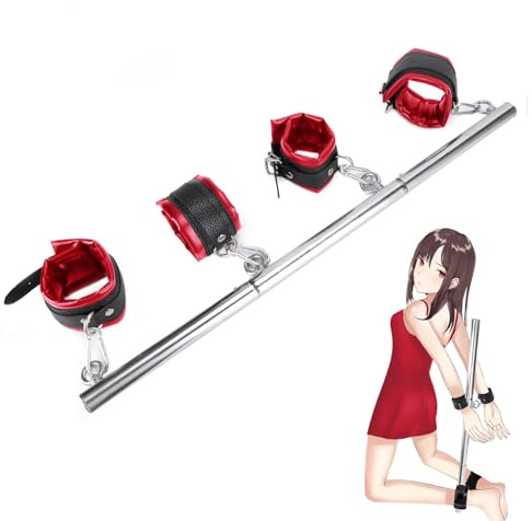 Spreader Bar Sex Toys Adjustable Handcuffs Ankle Cuffs Bondage Set BDSM Sex Toys for Adult Couple（Black Red）