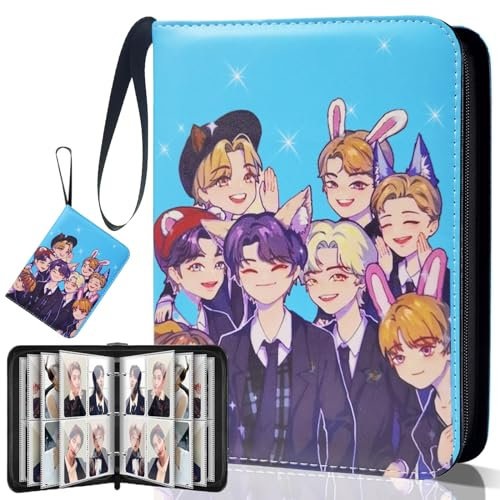 NOVETUTOTA Korean Pop SKZ Alben, Cute Stray Kids Photocard Binder Album, Trading Photocards Holder Book with 400 Cards Sleeves - Idol Cartoon Photo Protect Album Gifts for Boy & Girls - Lomo Card