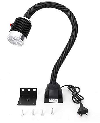 C-Typ-Klemme Flexibles Schwanenhals Licht 900 Lumen Led Arbeitslicht mit für Drehmaschine Cnc-Fräsbohrmaschine Nähmaschine Industrielle Beleuchtung Werkzeug Maschinenleuchte,Schwarz (Fester Sockel)