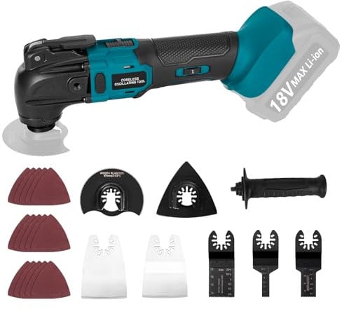 Yofuly Cordless Oscillating Multi Tool Compatible with MMAKI-TA 18V Li-Ion Battery, Electric Multifunction Multitool Brushless with 23Pcs Accessories for Cutting, Grinding, Scraping (NO Batteries)