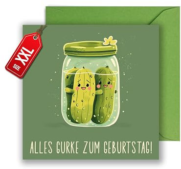 WBdesignz Lustige Geburtstagskarte Alles Gurke zum Geburtstag - Gurken Karte zum Geburtstag witzig (XXL 22cm x 22cm)