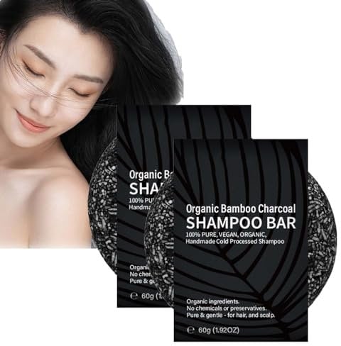 Grey Hair Reverse Bar - Bamboo Charcoal Black Soap for Grey Hair, Anti Grey Bar for Men and Women, Organic Hair Darkening Shampoo Bar, Organic Bamboo Charcoal Shampoo Bar (2 Pieces)