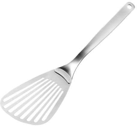 Hoement Edelstahl Kochschaufel Mit Schlitz Für Gebratenen Fisch Und Steak Langer Griff Für Komfortables Zubereiten in Küche Und Restaurant
