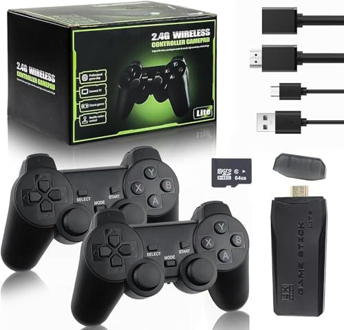 Retro Game Stick - Revisitez les jeux classiques avec 9 émulateurs intégrés, plus de 20 000 jeux, sortie HDMI 4K et contrôleur sans fil 2,4 GHz pour TV Plug and Play