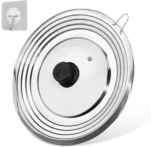 HEKOBAG Couvercle Universel Casserole, Couvercle Universel en Inox 24 à 30 cm, Ccouvercle Universel Poêle et Casserole, Couvercle Casserole Universel Inox pour Poêle, Wok, Marmite à Vapeur