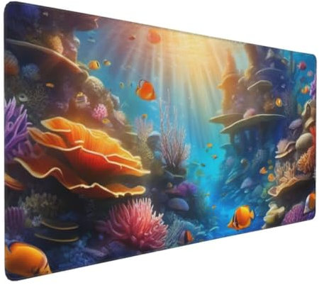 Mouse Mat Large Mouse Mat 100x50x0.3 cm Gaming Mouse Pad, Underwater World Animals Desk Mat, MouseMat Waterproof Cloth XXL Mouse Pad with Non-Slip Rubber Base - Use with all Mouse Types Y-9414