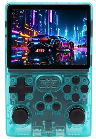 Handheld Game Console, Portable Video Gaming Device with 256GB Memory and 3.5 Inch IPS Screen, WiFi Two Player Online Gaming (Transparent Green)