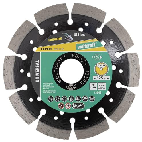 wolfcraft Diamant-Trennscheibe PRO LASER UNIVERSAL I 8311000 I Universell einsetzbar – ideal für armierten Beton I Ø 125mm I 10mm