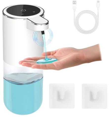 AMFUN Automatic Soap Dispenser, 400 ML Rechargeable Non-Touch Soap Dispenser with 4 Adjustable Levels,IPX5 Waterproof Liquid Soap Dispenser for Kitchen, Bathroom, School, Hotel