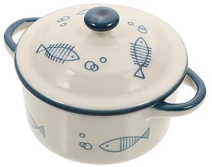 MOLUCKFU Keramische Schüssel Mit Deckel Handgezeichnete Dampfschüssel Für Pudding Und Babynahrung Rutschfester Boden Für Familienfeiern Und Restaurants