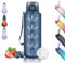 Gourde 1.5L, Gourde Sport Anti-Fuite, Gourde Graduée, Facile à Nettoyer, Gourde Reutilisable avec Slogan de Motivation, Gourde anti Fuite, Bouteille d'eau pour Running, Vélo, Cámping, Randonnée, Yoga