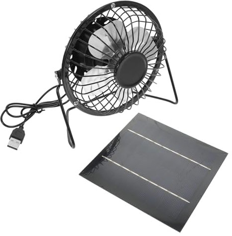 CIMAXIC 1 Juego Ventilador Solar Ventilador De Energía Solar Ventilador Portátil Usb Ventilador De Panel Solar Usb Ventilador De Refrigeración Para Mascotas Ventilador De Carga Solar Black