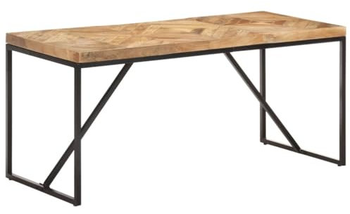 WKIEQACO Tische, Küchen- und Esszimmertische, Esstisch, 160 x 70 x 76 cm, massives Akazien- und Mangoholz