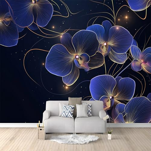 Tapete 3D Fototapete Blume Moderne Orchidee 500x280 cm Vliestapete Wandtapete Wandbilder 3D Druck Foto Tapeten für Wohnzimmer Schlafzimmer Vlies Tapete Motivtapeten