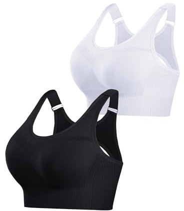 Litherday Women's Sports Bra High Impact Supports Padded Bras | Adjustable Strap Seamless Sports Bras Full Coverage Removable Padding Yoga Gym Running Workout Crop Top S-XXL