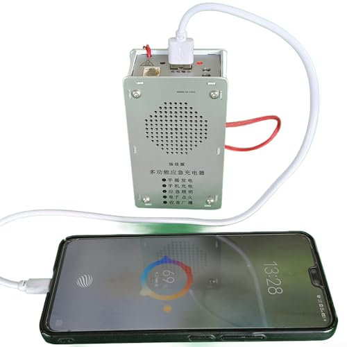 Dynamo Handy-Ladegerät, Handkurbelgenerator, Outdoor-Powergenerator, Licht, Campingausrüstung, Handkurbel-Akku für mobile Geräte, Abenteuerausrüstung (Batterieversion)