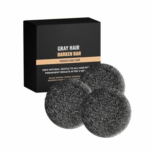 Seifenstück Zum Umkehren Grauer Haare,Schwarze Seife Zum Abdecken Grauer Haare,Natürliches Schwarze Seife für die gründliche Reinigung der Haare Für Männer Und Frauen,Für Befeuchtendes Haar (3 Stück)