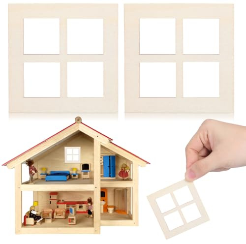 BESPORTBLE 10Pcs Wooden Doll House Window Frames 2.71 in Miniature Square Window Model for Diy Crafts Fairy House Decor Dollhouse Accessories and Mini Furniture Display