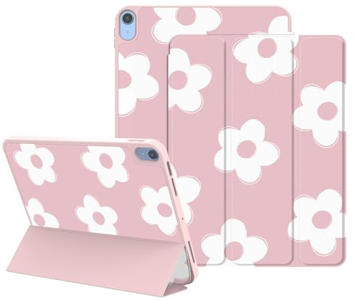 Chichery Hülle für iPad (A16) 11. Generation 2025, iPad 10. Generation 10,9 Zoll 2022 mit Stifthalter, PU Leder Schutzhülle mit Auto Schlaf/Wach Ständer Muster für Mädchen Frauen, Blume Rosa