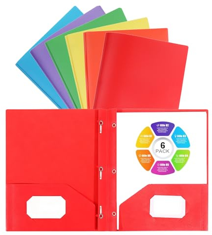 GREATRICH 6 Bewerbungsmappen aus Robustem Kunststoff, 29.5x23.7 cm Ordungsmappe A4 mit 2 Taschen & 3 Ringen, Dokumentenmappe mit Visitenkartenhalter für Büro, Schule, Uni, 6 Farben