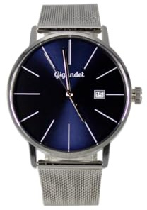 Gigandet Armbanduhr Quarz Herren Edelstahl Silber Dunkelblau Datum G42-023