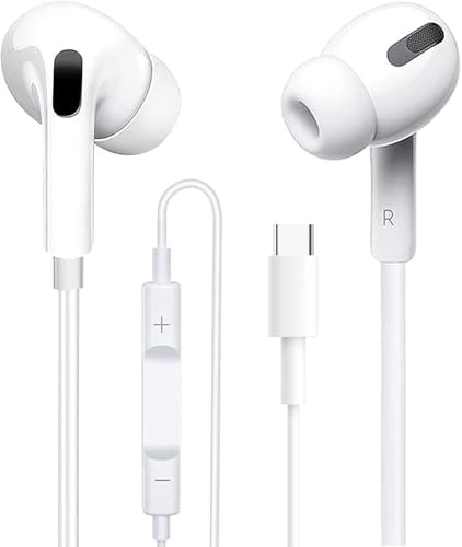 USB C Wired In Ear Headphones,USB C Earphones with Built-in Microphon Volume Control HiFi Stereo Type C Wired Earbuds for iPhone 17 16 15 Compatible Samsung Galaxy S24/S23/S22/S21/S20/Ultra Note 10/20