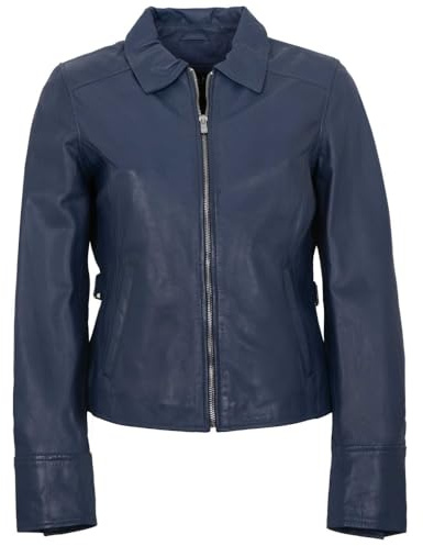 Jilani - Damen Echtleder Lederjacke Lammnappa dunkelblau