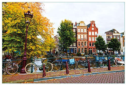 Wallario Küchenrückwand selbstklebend 90 x 60 cm, Motiv: Herbst in Amsterdam | Spritzschutz abwischbar & pflegeleicht