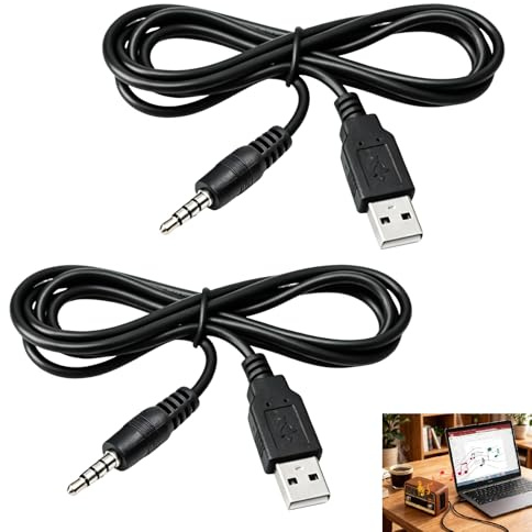 Vomtaric 2 Pièces Câble Audio USB vers Jack 3,5 mm, Câble Auxiliaire, Adaptateur Audio Hi-Fi Sans Bruit, Câble AUX USB Mâle vers Jack 3,5 mm Mâle PVC, pour PC Ordinateur Portable Casque Haut (1M)