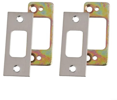High Security Deadbolt Strike Plate with Spacer Shim for Door Latch Repair, Stainless Steel Reinforced Lock Mechanism Kit to Fix Loose Frames and Forced Entry,(Silver-2PCS)
